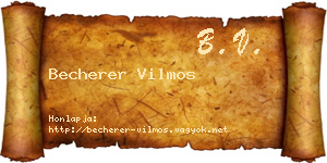 Becherer Vilmos névjegykártya